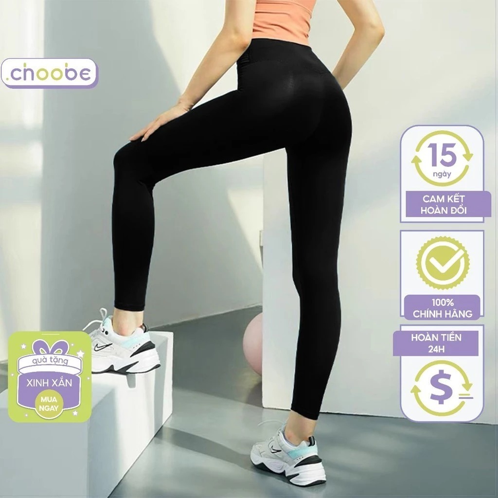 Quần legging nữ Choobe dài dáng trơn hoặc nâng mông lưng cạp cao giữ nhiệt leggin thun ôm bó vải dày dặn bigsize