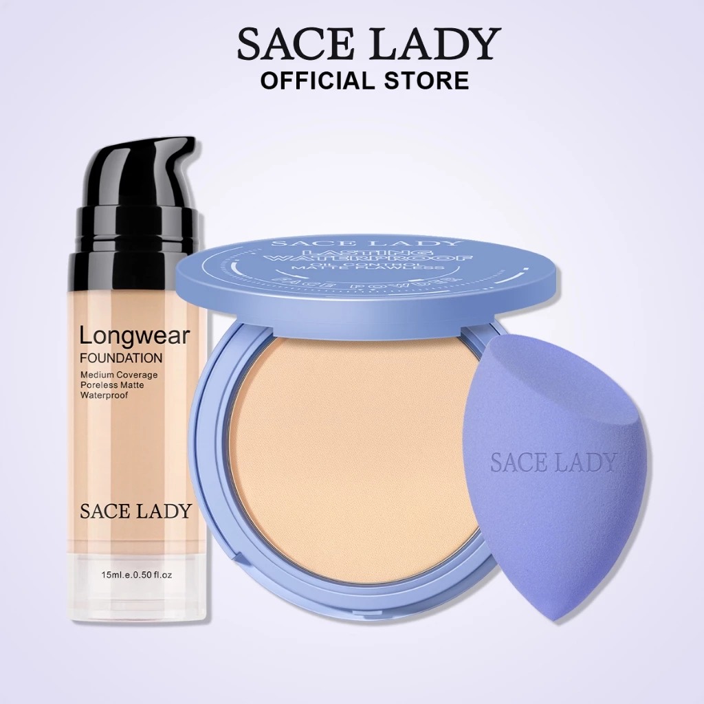 Set SACE LADY Kem Nền Và Phấn Phủ Trang Diểm Kiềm Dầu Lâu Trôi Chuyên Dụng