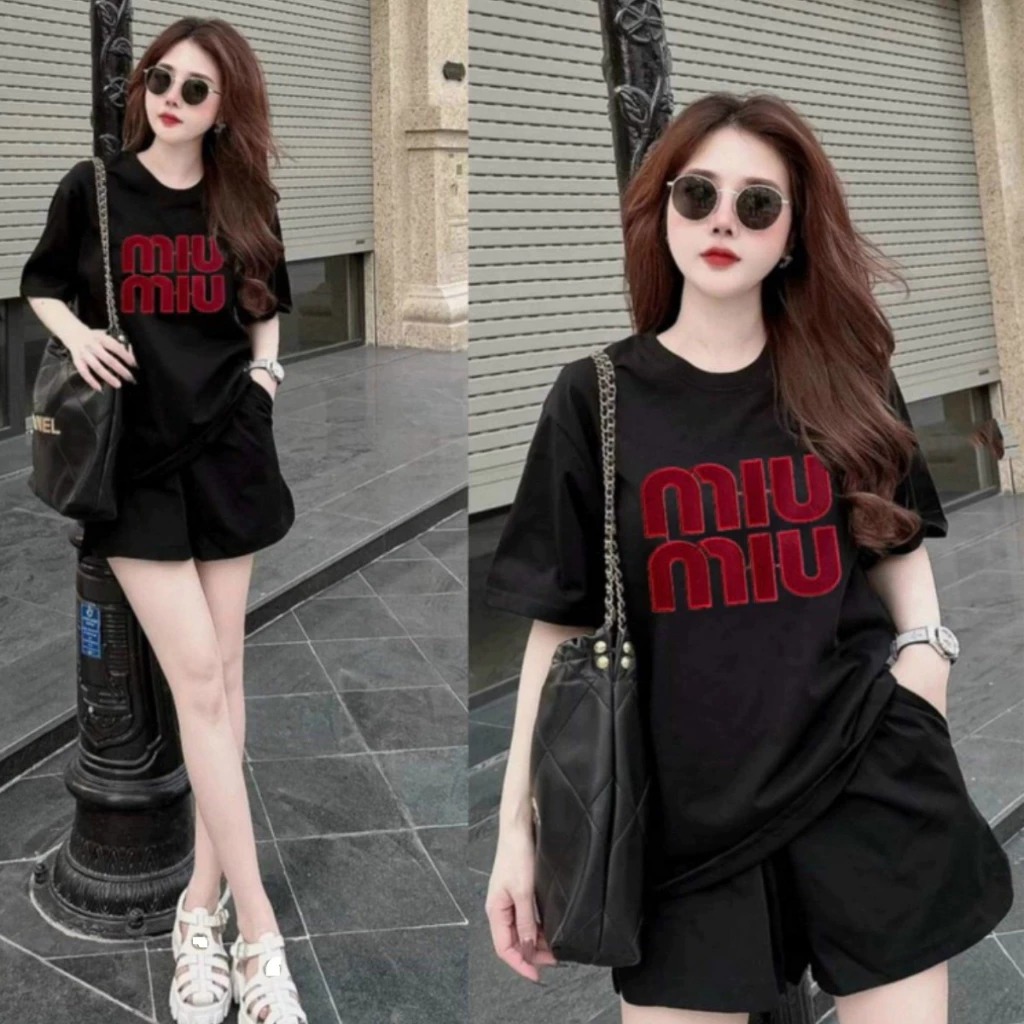 Bộ đồ nữ quần đùi áo cộc mặc nhà rẻ đẹp mùa hè set bộ quần áo nữ 3 SIZE 45-75KG bigsize chất thun cotton