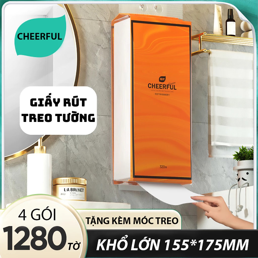 Giấy rút treo tường 1280 tờ Cheeful tiện lợi, nội địa trung cao cấp 4 lớp – M123