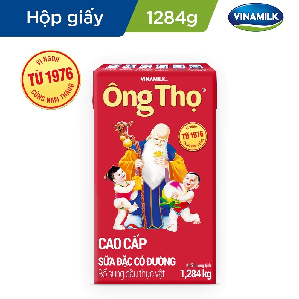 Thùng 12 hộp Sữa đặc có đường Ông Thọ đỏ – Hộp giấy 1284g