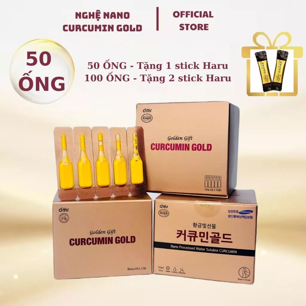 Tinh Chất Nghệ Nano Curcumin Gold Hàn Quốc Tăng Cường Sức Khỏe Hộp 50 Tuýp