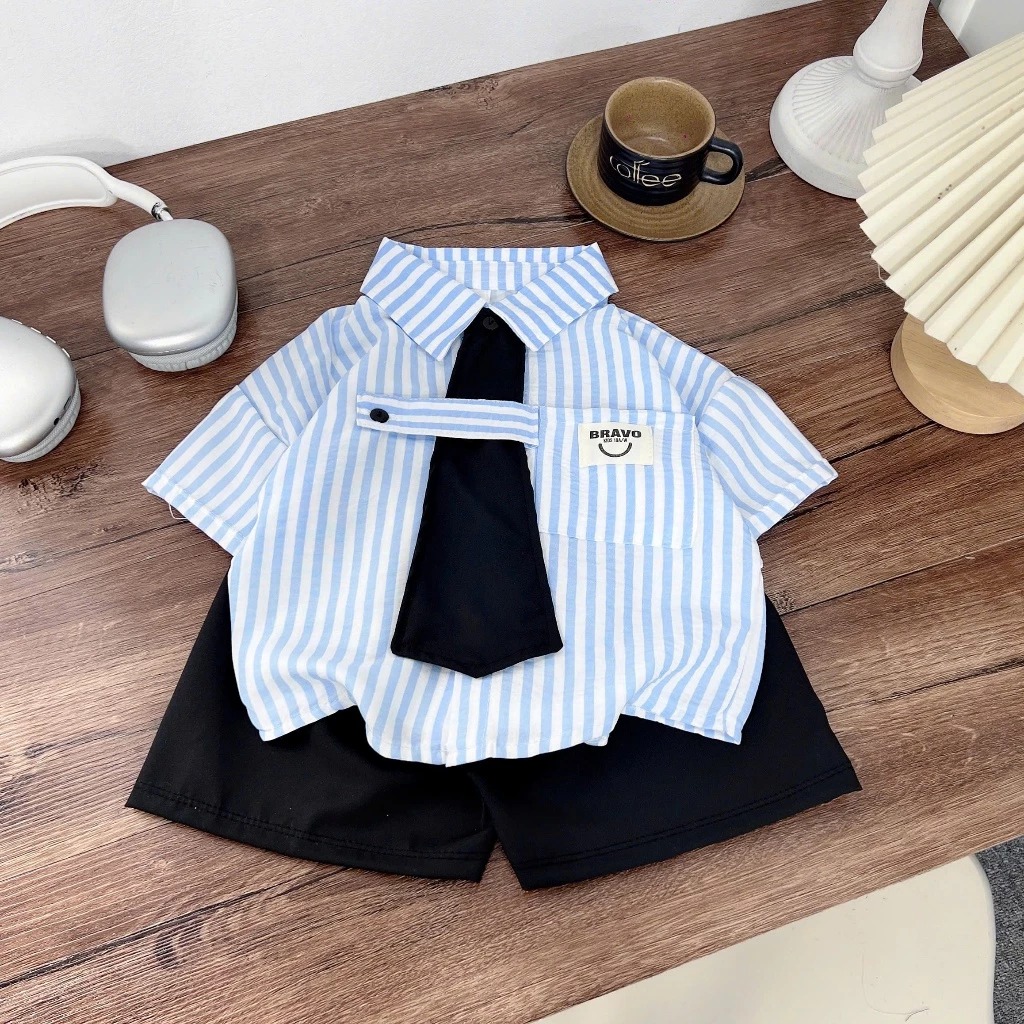 Set Sơ Mi Kẻ Sọc Thoải Mái Cho Bé Trai