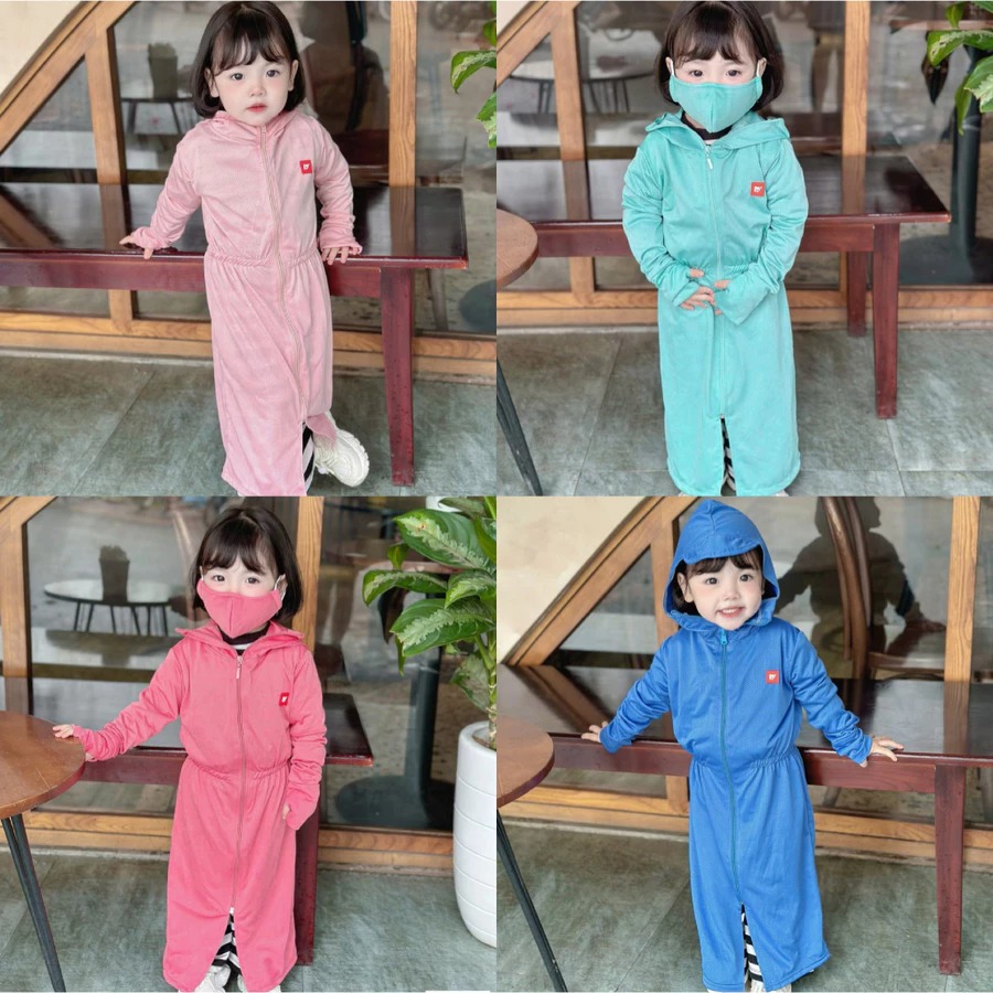 Áo chống nắng toàn thân cho bé gái, bé trai – size từ 8-32kg