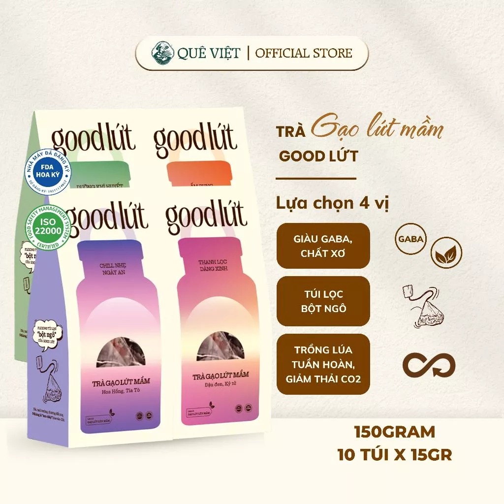 Trà gạo lứt mầm Good Lứt – Thanh nhiệt, đẹp da, tăng cường miễn dịch an toàn, tự nhiên, tốt cho sức khoẻ 150gram