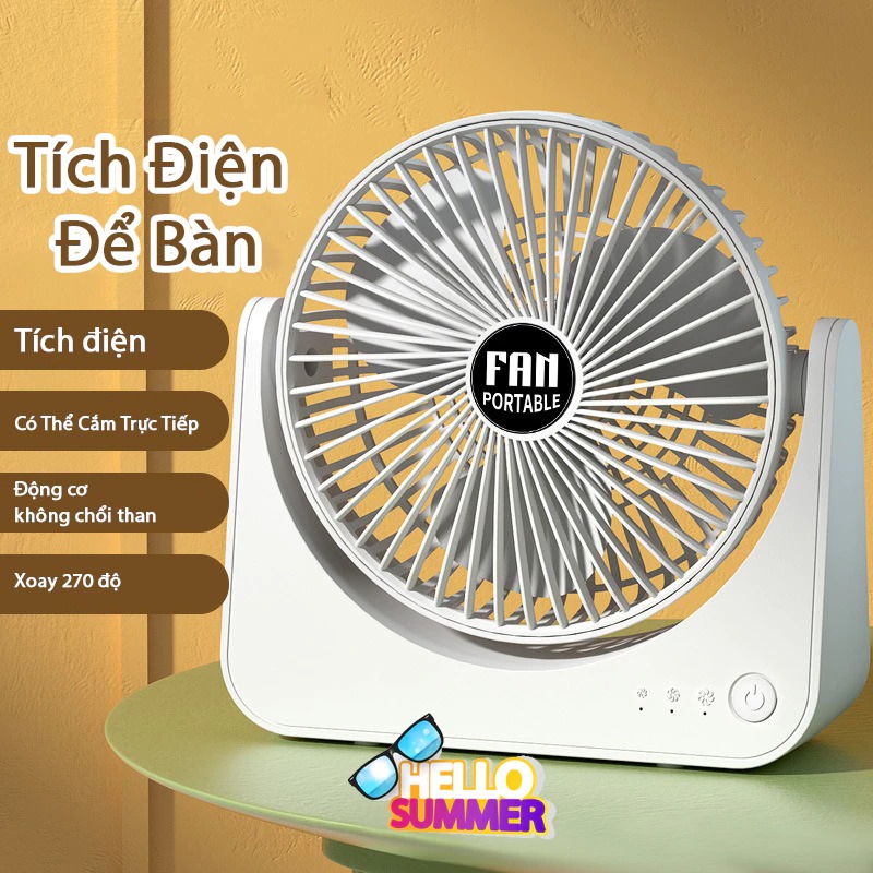 Quạt tích điện cao cấp MaxSpect xoay 270 độ động cơ chất lượng cao Bao Hanh 12T Q6s