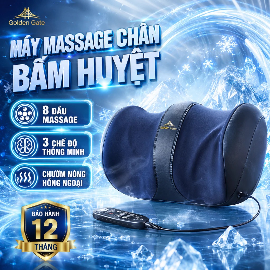 Máy Massage Chân Bấm Huyệt 3D Cao Cấp – Máy Mát Xoa Bóp Bàn Chân, Bắp Chân Tự Động, Chườm Nóng Hồng Ngoại Có Điều Khiển