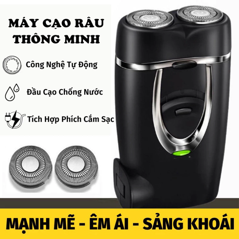 Máy Cạo Râu Mini 2 Lưỡi Cạo Nổi Máy Cạo Râu Đa Năng Đầu Cạo Chống Nước Đèn Rọi Ray ASAKI – R2