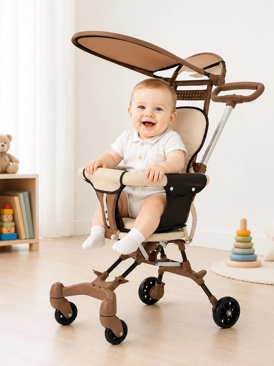 Xe Đẩy Gấp Gọn Cho Bé Yêu, Bé Đi Du Lịch Đi Chơi Siêu Gọn Nhẹ-tặng miếng lót